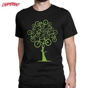 Men Green Bicycle Tree T Shirt Bike Cycling MTB 100% Cotton Clothing Vintage Short Sleeve O Neck Tee Shirt Gift Idea T-Shirt