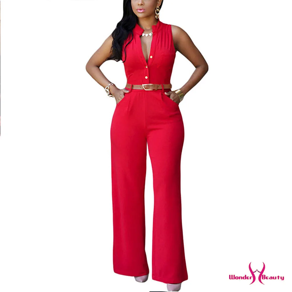 Женский модный комбинезон без рукавов с v-образным вырезом и широкими штанинами