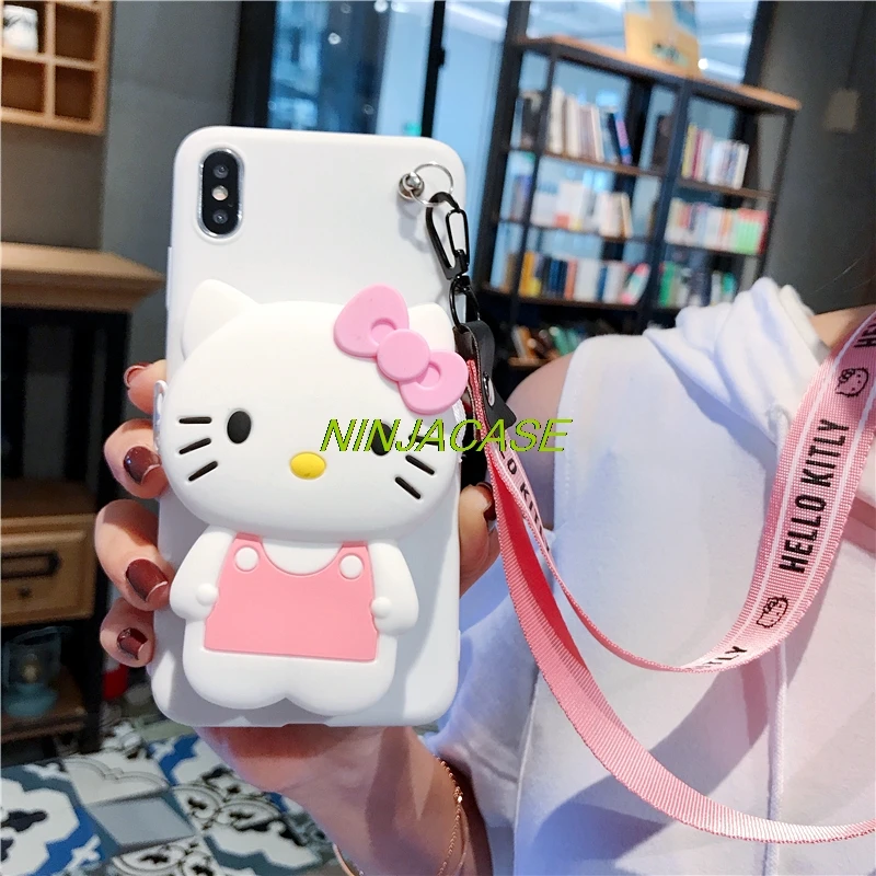 Чехол для 7 plus с 3D милым мультяшным животным, кошелек с ремешком, чехол для телефона для iphone X, XR, XS, 5S, SE, 11 pro, MAX, 8, 6 plus, чехол с вышитым медведем