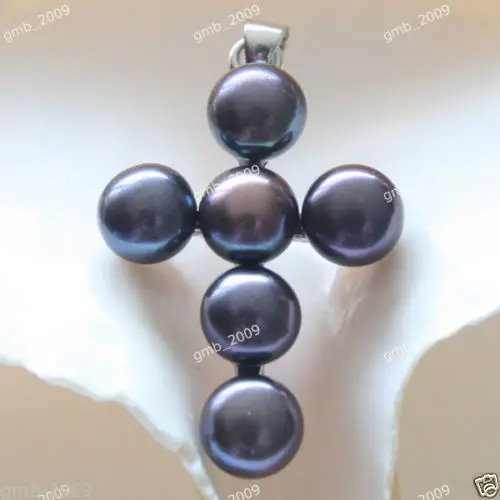

Натуральный черный пресноводный жемчуг белое посеребренное ожерелье/кулон 1,5*1"