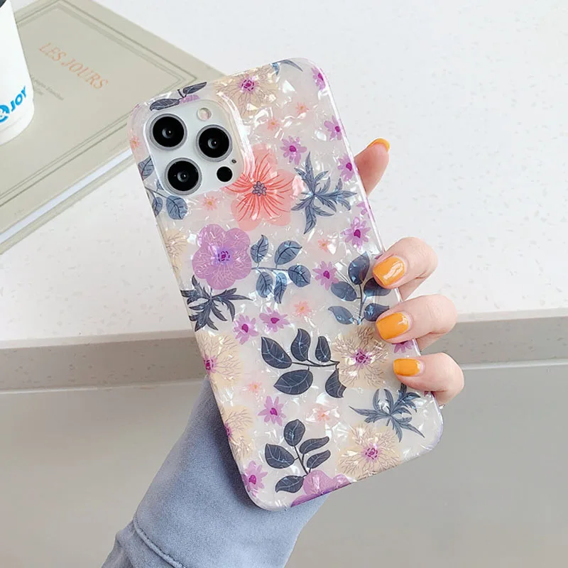 

Fashion Vintage Florals Dream Shell Phone Case For iPhone 12 Pro Max Mini 11 Pro Max X XR XS Max 7 8 Plus SE 2020 Soft IMD Cover