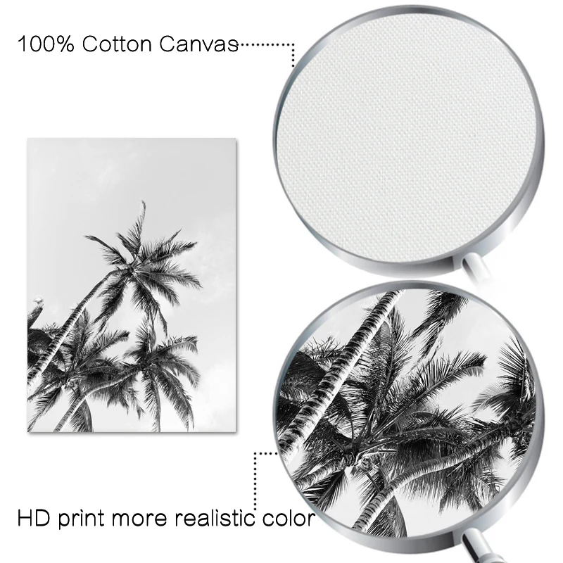 

Nordic Travel Landcape Canvas Poster Tropical Palm Flower Bus Ocean Minimalist Painting Black White Living Room Decor Picture