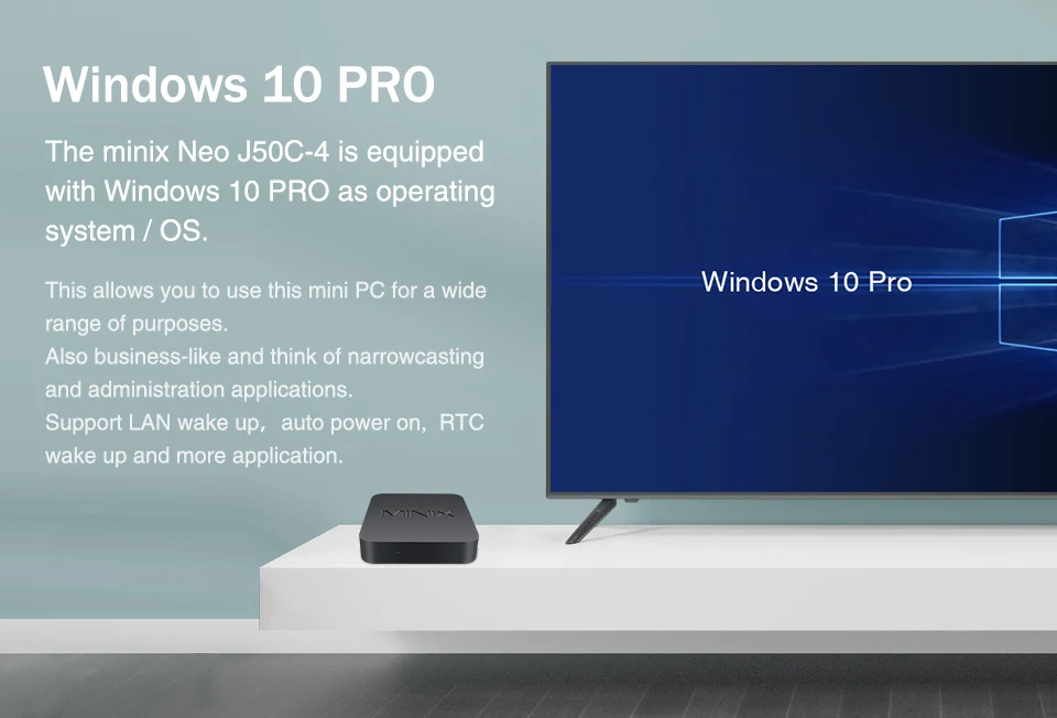 MINIX NEO J50C-4 официальный WINDOWS 10 PRO Серия Мини ПК Intel Pentium серебристый J5005 DDR4 4 ГБ/64 Гб HDMI 2,0 Vesa крепление мини ПК