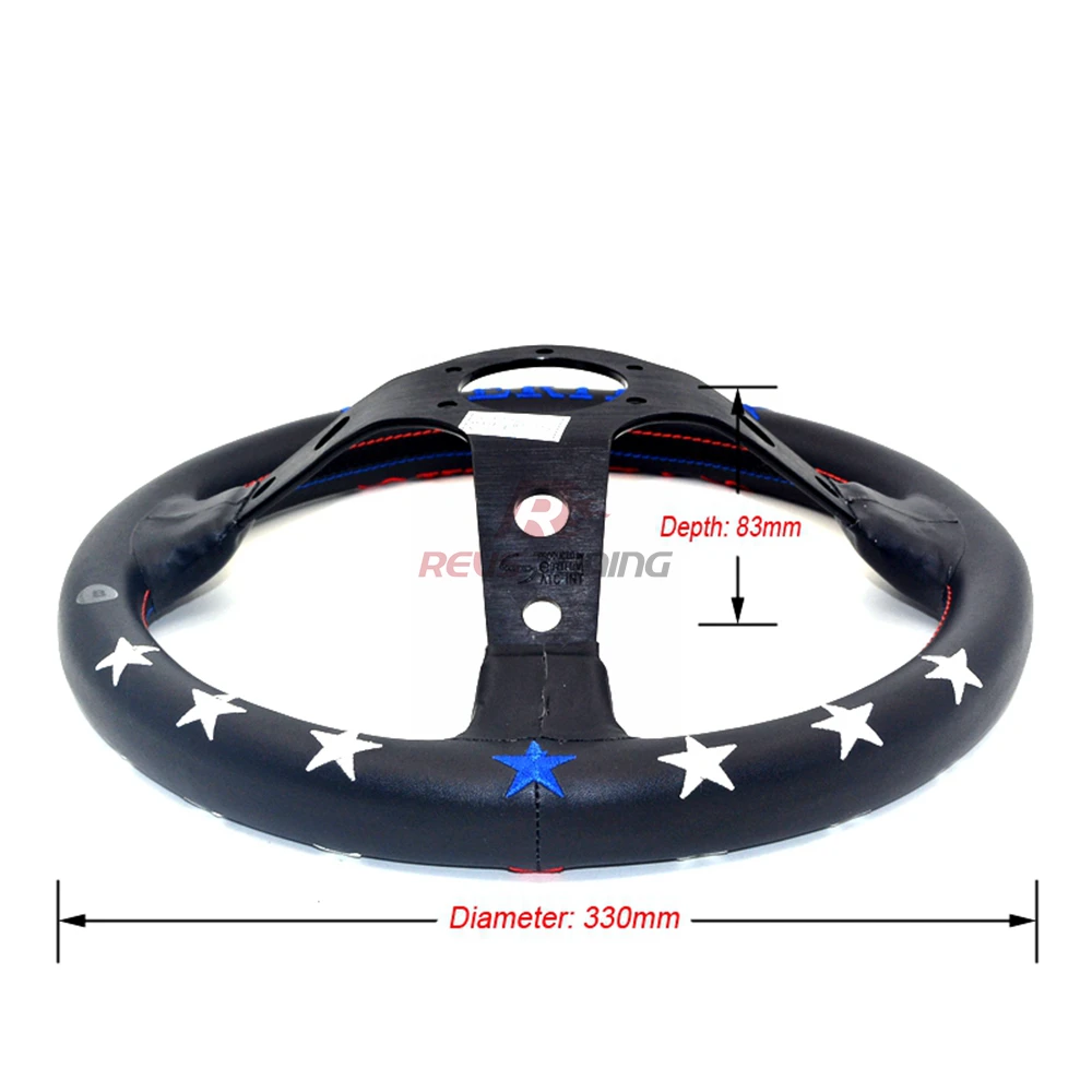 13 '馢 мм Вышивка Глубокий гоночный спортивный вертекс руль|Рулевые колеса и