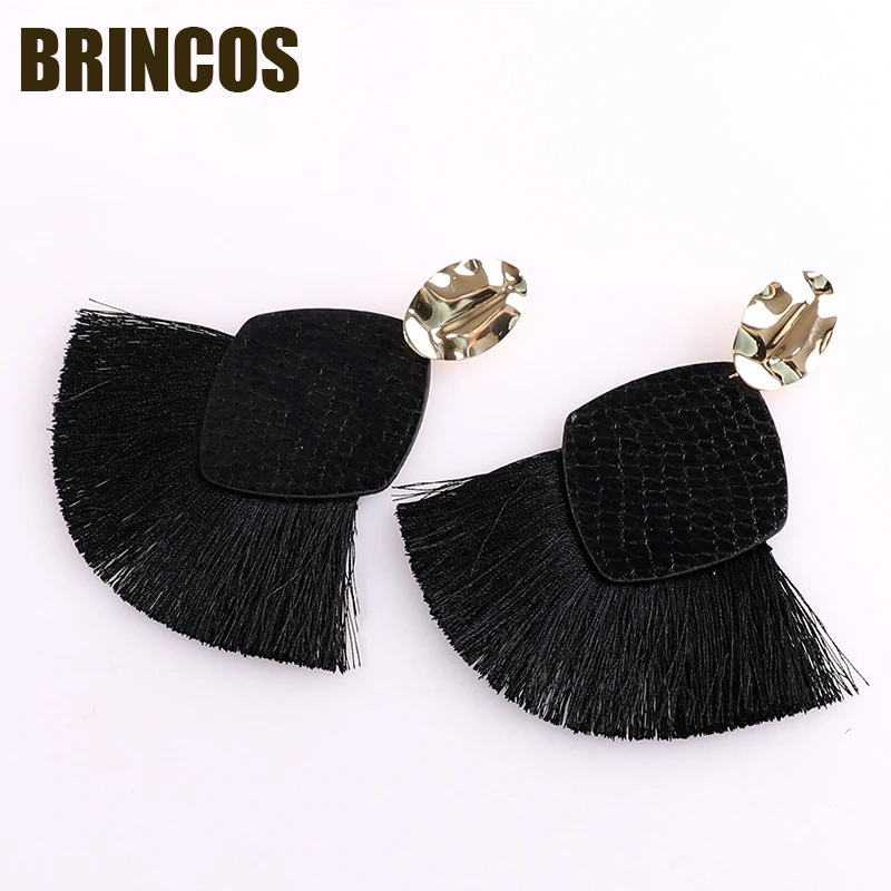 29 Earrings for women Neon green Tassel boho gold korean indian jewelry statement drop handmade oversize bohemia aliexpress - Metal Color: 29