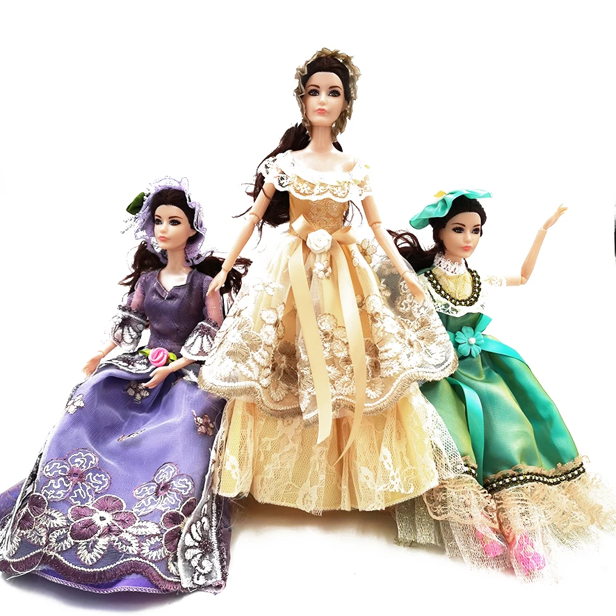 

30cm 1/6 Princess Doll with Vintage Clothes Style Women Dress up Baby Dolls 11 Joint Moveable Body