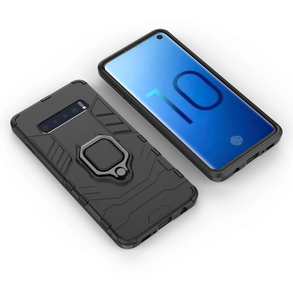 For Samsung Note 10 S10 E S9 S8 Plus Case Armor Kickstand Hybrid Cover Galaxy 9 8 Magnetic Metal Ring Shockproof Coque |