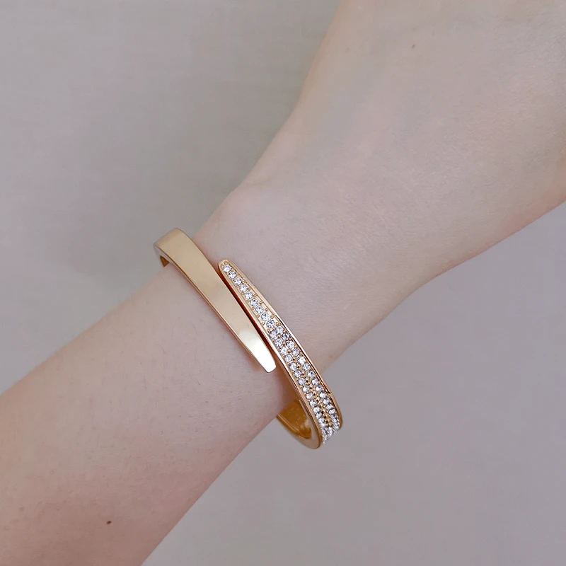 Модные женские браслеты и браслеты-манжеты со стразами цвета розового золота