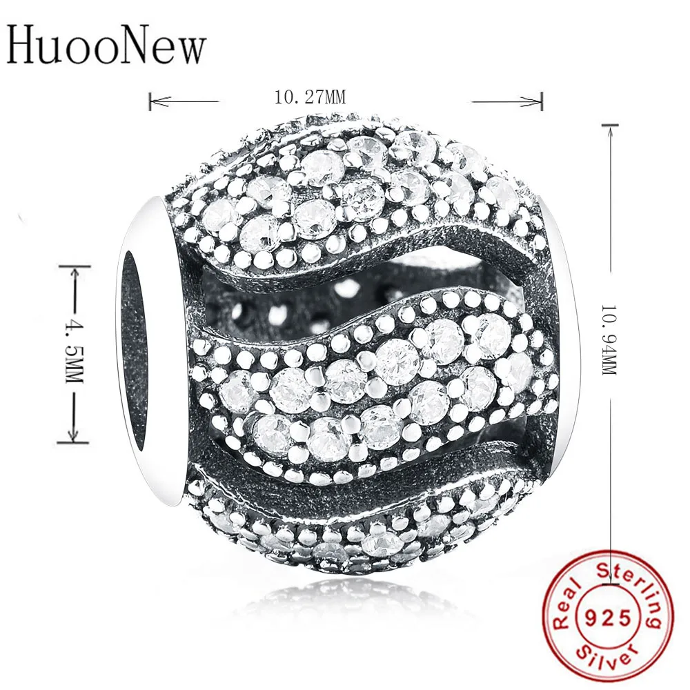Оригинальные 925 пробы серебряные ажурные бусины лояльности с прозрачными