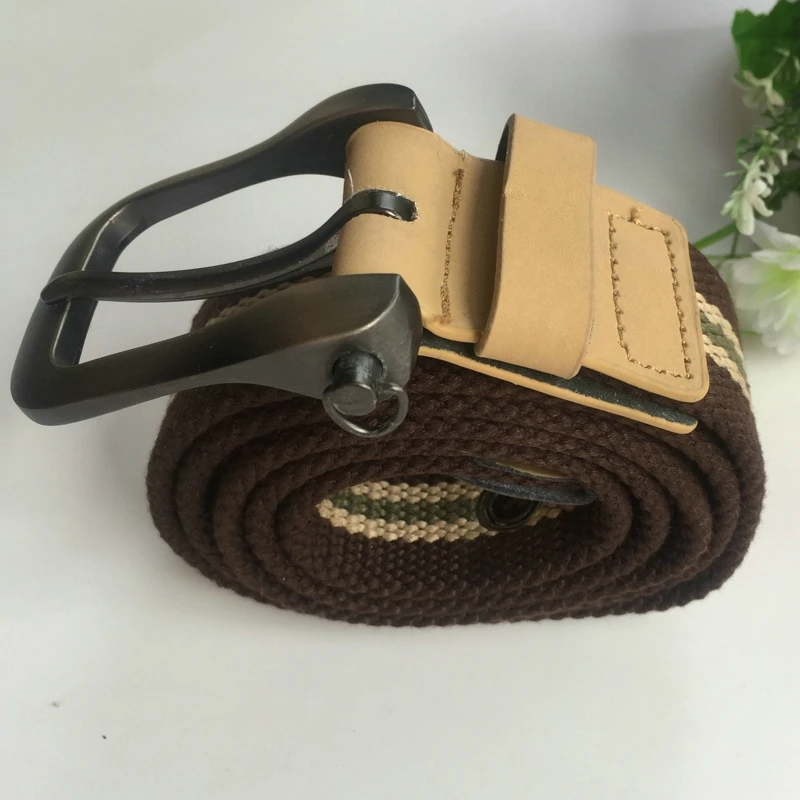 Solid Color Pin Buckle Cowboy Canvas Men Belt Tactical Military Cinto Knitted Strap Casual Striped Belts Ceinture Homme