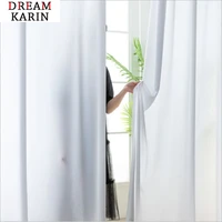 white opaque thicken sheer curtains for living room bedroom kitchen solid color silk tulle voile window curtains decoration