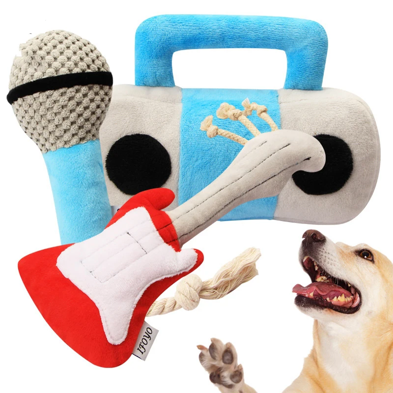 

Забавная плюшевая игрушка для домашних животных, динамик для гитары, вокальная игрушка для собаки, устойчивая к укусам молярная кукла для ч...