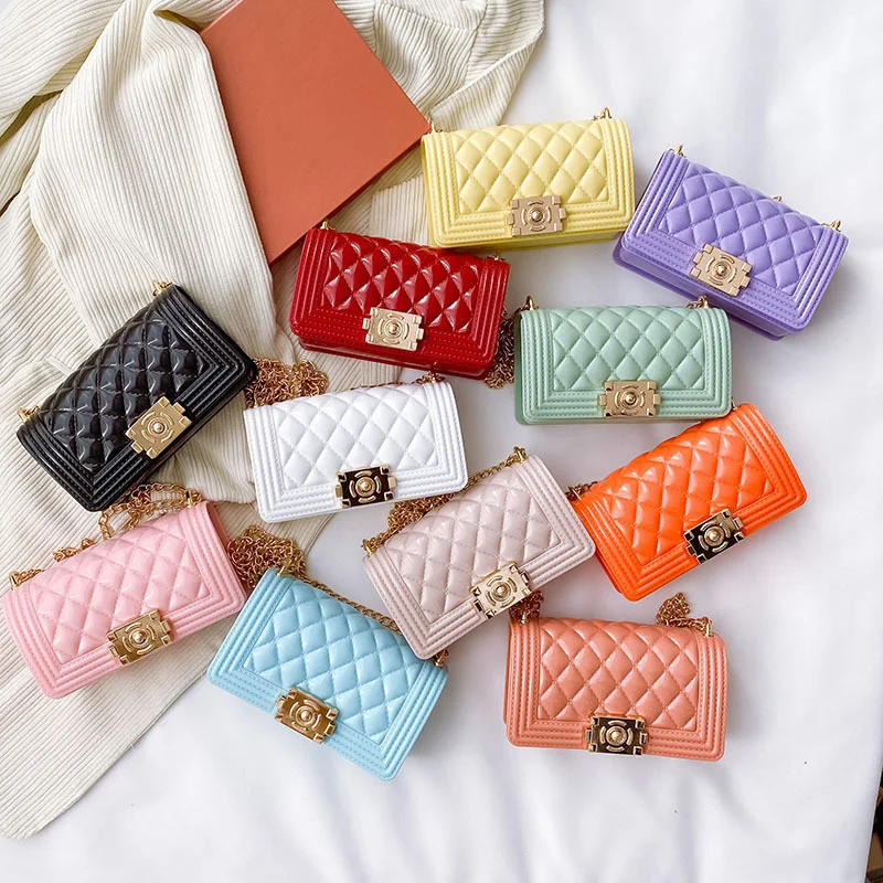 

Free Shipping Mini Shoulder Jelly Purses Famous Designer Crossbody Bags Summer Fashion Wallet Chain Small Kids Messenger Handbag