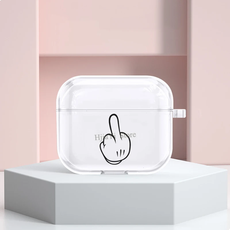 

Funny Middle finger TPU Case For Apple Airpods 3 Cover Protective Earphone Case For Airpods Pro 2/1 Cover