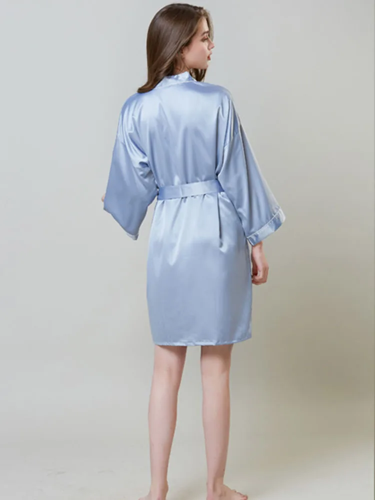 Ночная рубашка из искусственного шелка женский летний халат с длинным рукавом