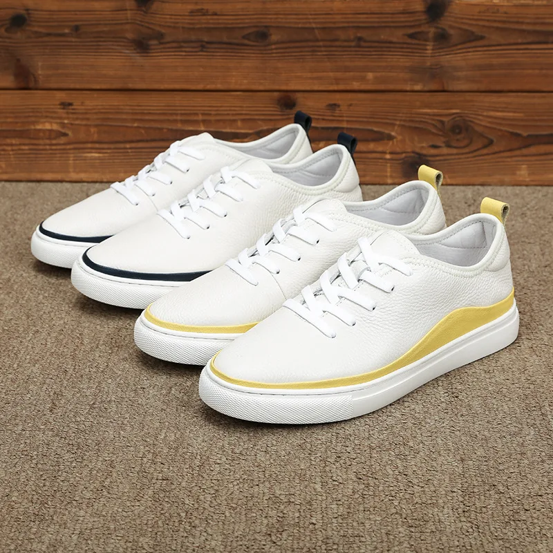 Осенняя Новая повседневная обувь QWEDF мужские кожаные туфли на плоской подошве