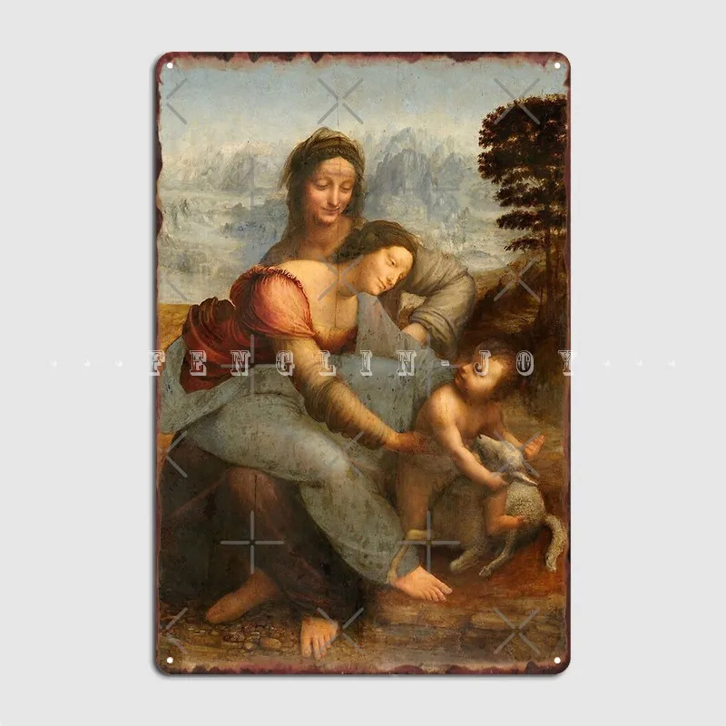 

Леонардо да Винчи дева и ребенок с Сен-Анной, металлический плакат с табличкой, клубный аттракцион, электронный плакат