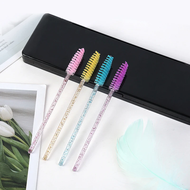 50/100Pcs Wimpern Pinsel Reusable Augenbraue Pinsel Mascara Wands Applikator Pinsel Wimpern Kamm Pinsel Spooler Make-Up Pinsel – Detail 7