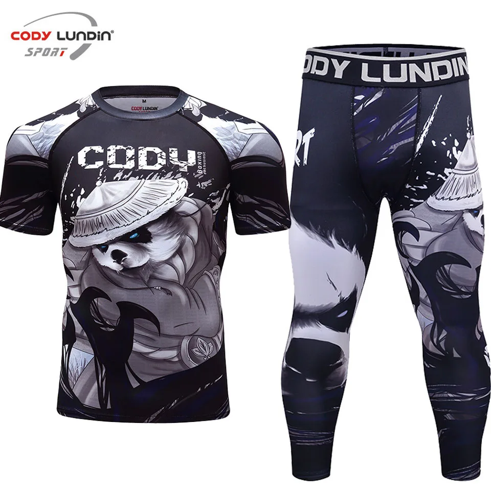 

jiu jitsu Rashguard Male MMA T-shirts+Pants Sets Bjj Gi Mma Compression Boxing jerseys Breathable Muay Thai Fitness Fightwear