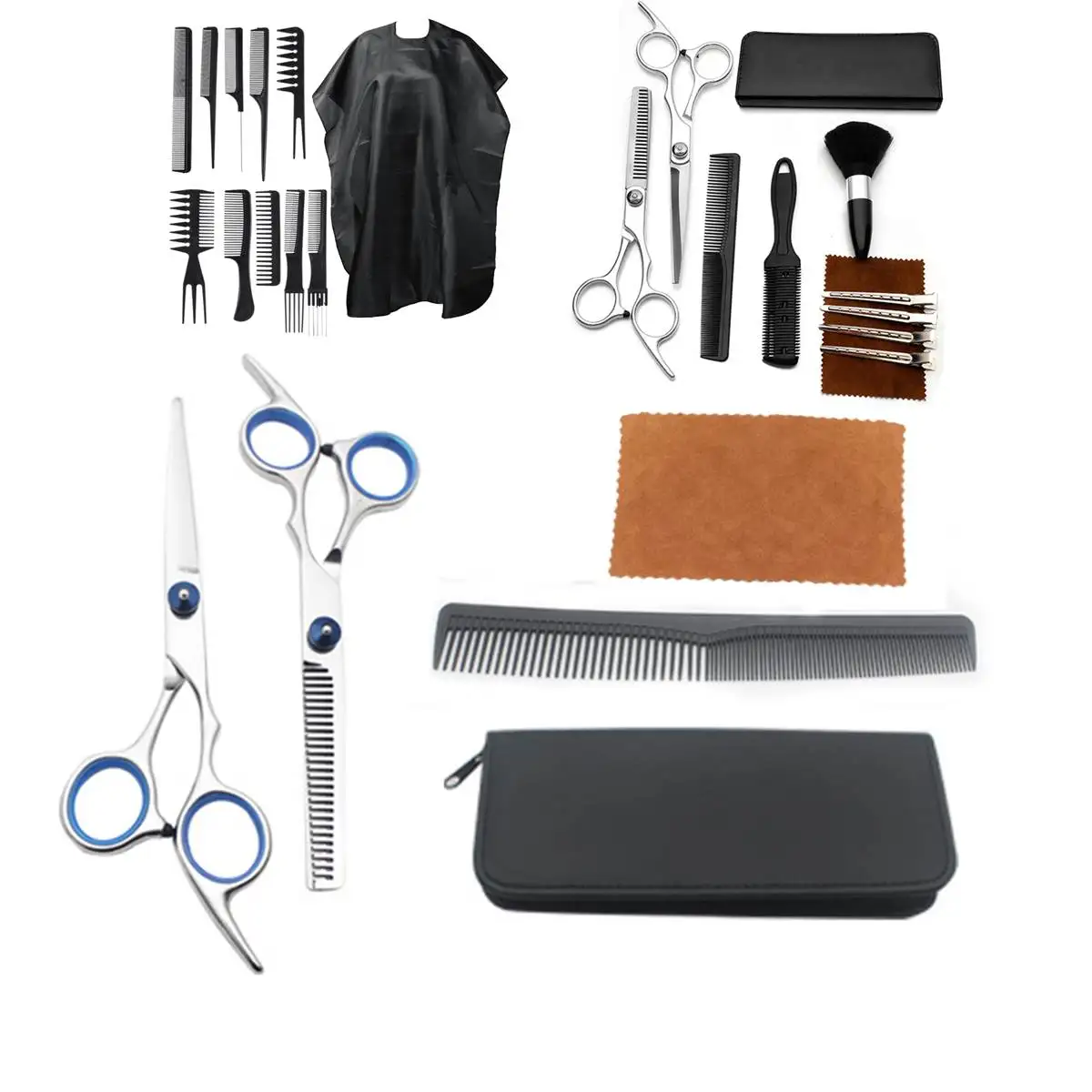 

Professional Hairdressing Scissors Kit Hair Cutting Scissors Barber Salon Hairdresser Tool Tail comb Cape Hair Cutter Comb Set