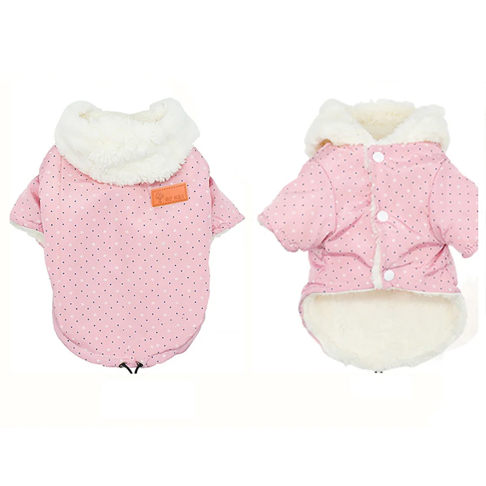 

Зимняя одежда для собак, теплая толстовка для домашних питомцев, куртка с капюшоном в горошек для французского бульдога, щенка, для маленьки...