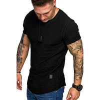 new mens t shirt slim fit o neck short sleeve muscle fitness casual hip hop cotton tops summer fashion basic t shirt large size