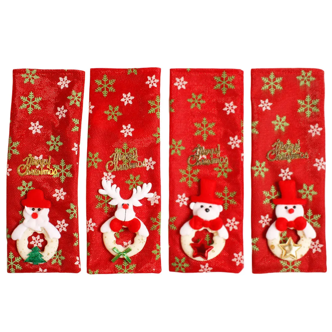 

2022 Xmas red background gold snowflake wine bottle set Navidad Gifts Wine Bottle Cover Merry Christmas Decorations For Home