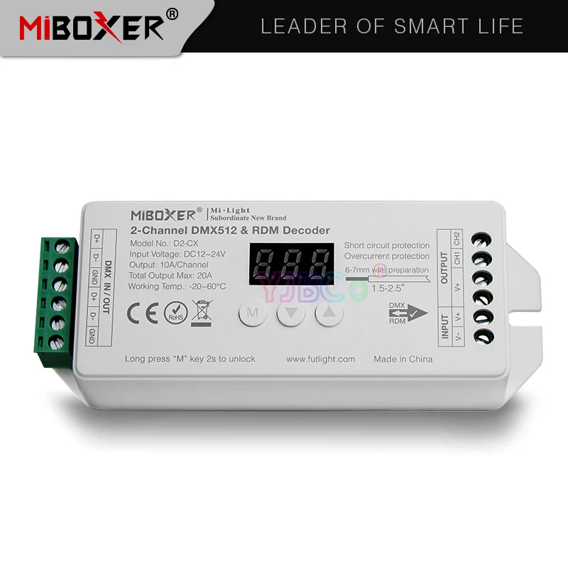 Miboxer D2 CX 2 канальный декодер DMX512 и RDM канала 10 А/Макс. 20 А контроллер цифрового