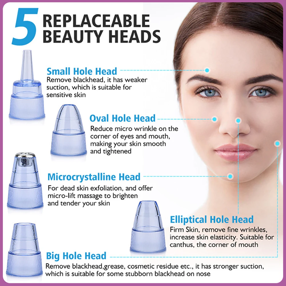 Пылесос вакуумный Перезаряжаемый для удаления черных точек акне прыщей Т-зоны