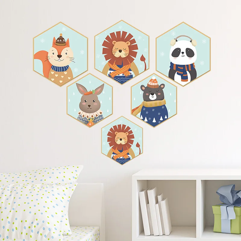 

Cartoon animal photo frame Wall Stickers Cute Living Room Decoration Removable Self-adhesive Wallpaper For Kids Room