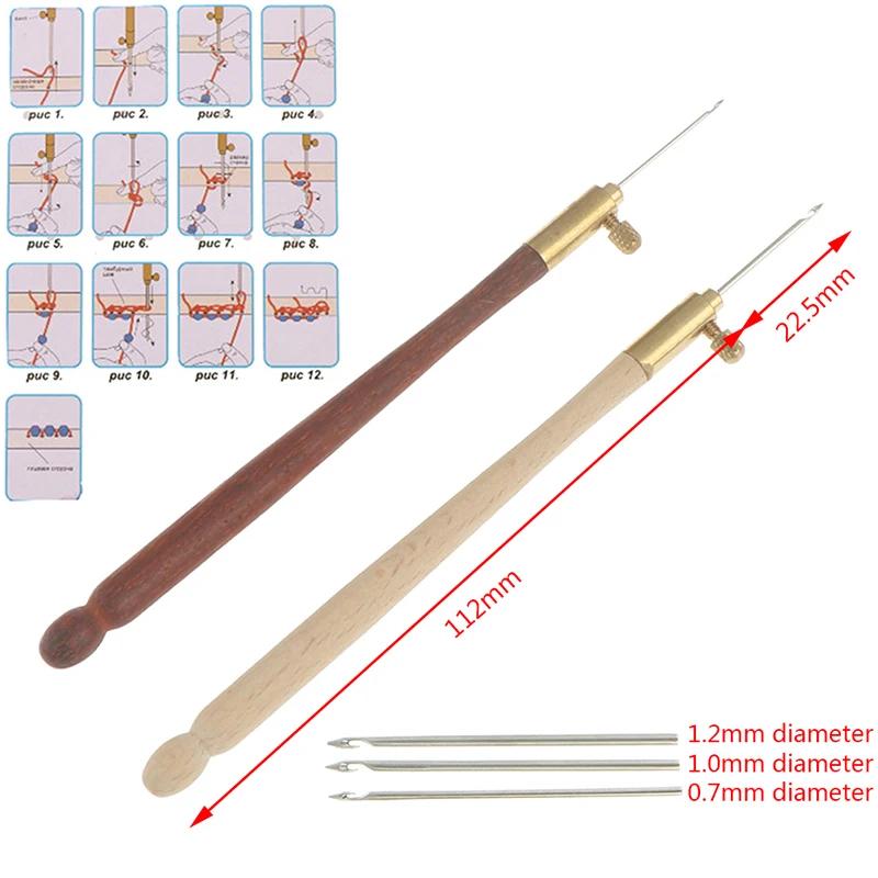 2019 Wooden Handle Tambour Crochet Hook with 3 Needles French Embroidery Beading Hoop Sewing Tool Set DIY Craft | Дом и сад