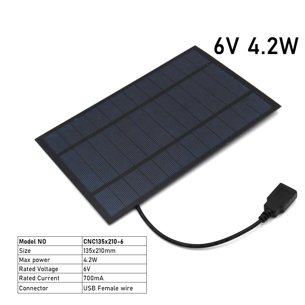 6V 2.5W 4.2W 7W Output USB Solar Cell 6 V Charge Regulators Panel Outdoor Battery Charger Female Port | Обустройство дома