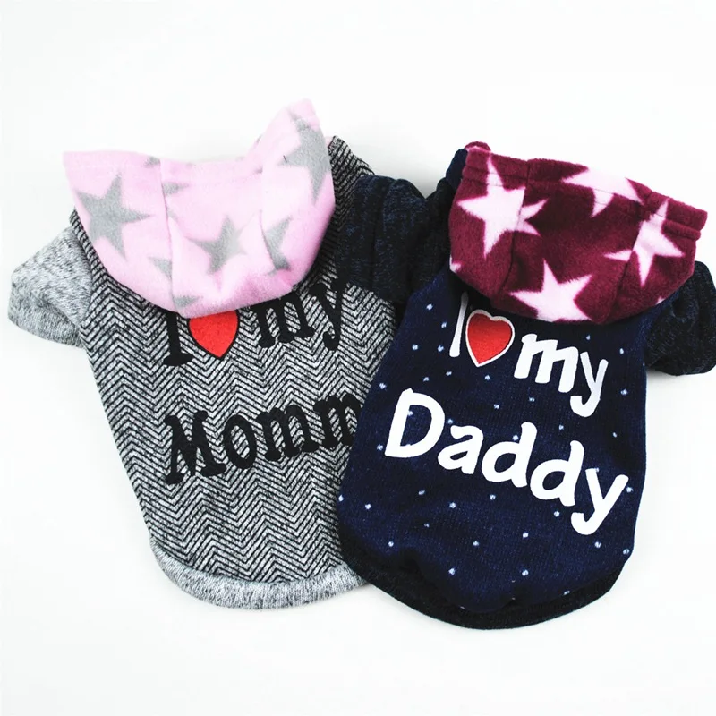 Pitbull толстовки I Love My Mommy Одежда для собак Толстовка с капюшоном флисовая
