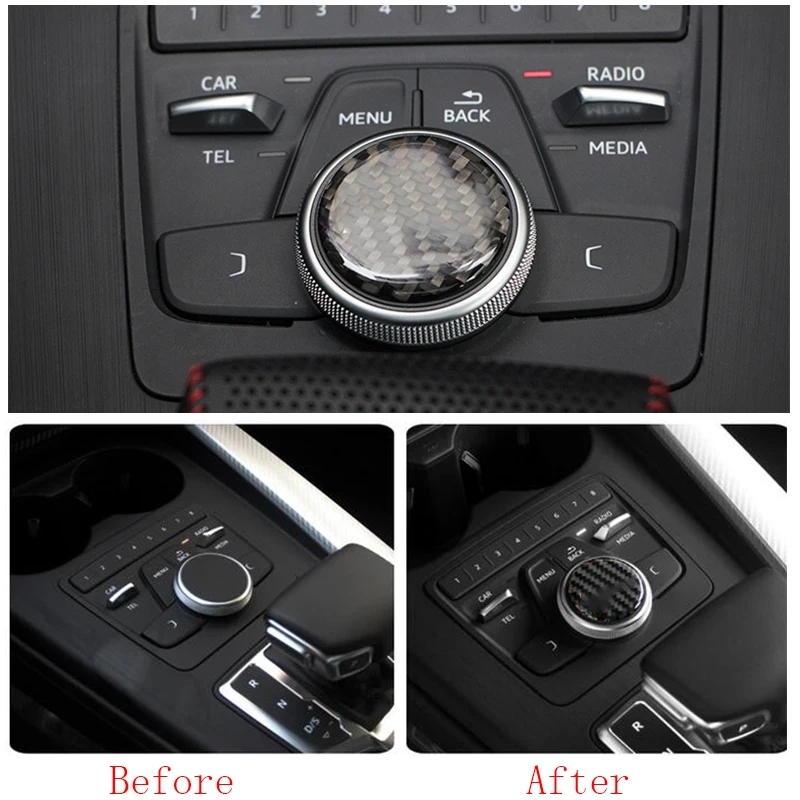 

Car Accessories 100% Carbon Fiber Center Gear Shift Multi-media Case Cover Trim For Audi A5 2018 & A4 B9 2017-2018