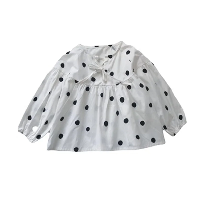

Girls' shirts ins2021 new products baby girl baby shirts fashion long-sleeved polka dot puff sleeve boutique shirts
