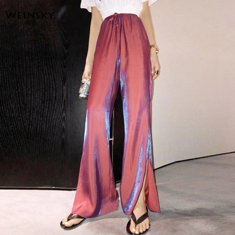 2019 Ультра Популярные женские обтягивающие модные широкие брюки с эластичной