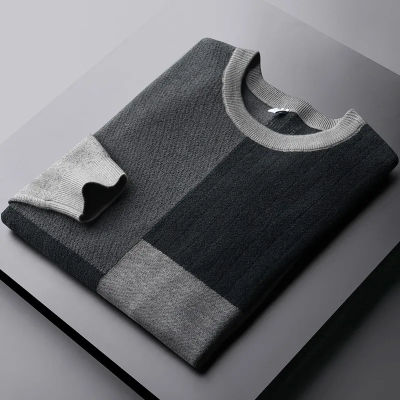 

Classic Autumn Winter Male Sweaters Luxury Geometric Jacquard Round Collar Mens Sweaters Fashion Fit Man Sweaters 4XL