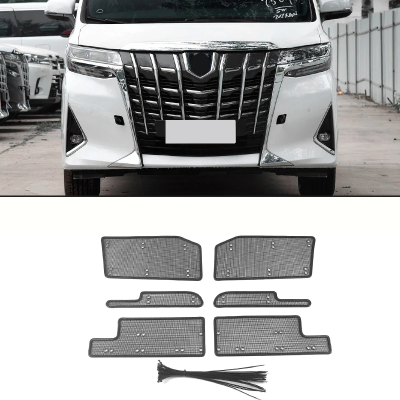 

For Toyota Alphard AH30 2019 2020 2021 Car Accessory Front Grille Insert Net Anti-insect Dust Garbage Proof Stainless Cover