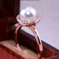 huitan trendy simulated pearl wedding ring with big centre decoration wedding engagement fashion female ring wholesale lots