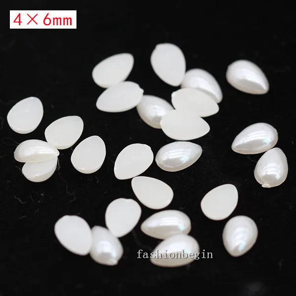 100p 4x6mm drop Имитация жемчуга цвета слоновой кости для скрапбукинга, украшения для рукоделия, украшения для ногтей, изготовление свадебных открыток, сшитые бусины для одежды, разные формы - Цвет: 100p 4x6mm drop