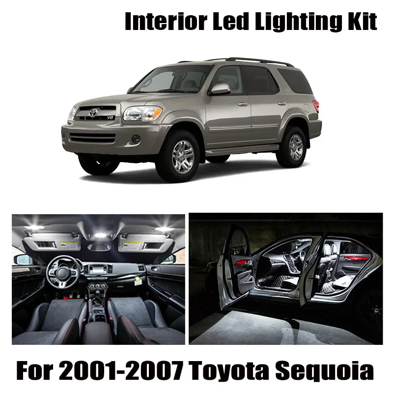 

14 лампы белый Canbus внутренний светодиодный автомобиль для чтения светильник комплект подходит для Toyota Sequoia 2001-2003 2004 2005 2006 2007 дверь лицензии л...