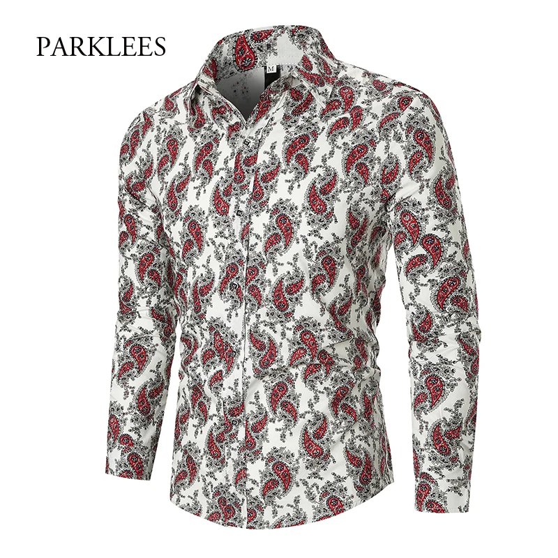 Рубашка Boutique Paisley мужская с длинным рукавом повседневная приталенная для