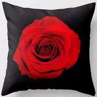 hot sale flowers red rose black fashionable custom throw square zipper pillowcases durable pillowcase soft durable bedding sets