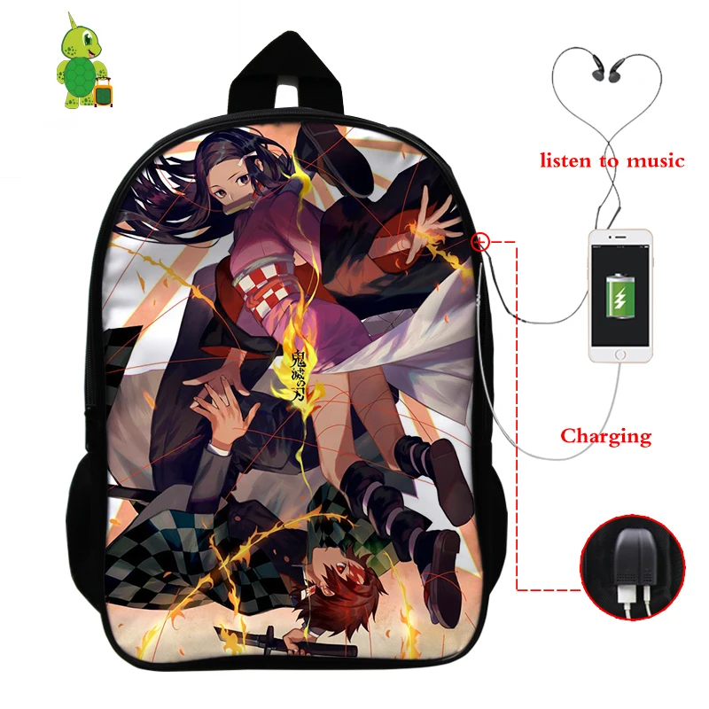 13 Demon Slayer: Kimetsu No Yaiba рюкзак USB зарядка Рюкзак для ноутбука аниме школьные сумки для подростков мальчик девочка путешествия рюкзак - Цвет: 13