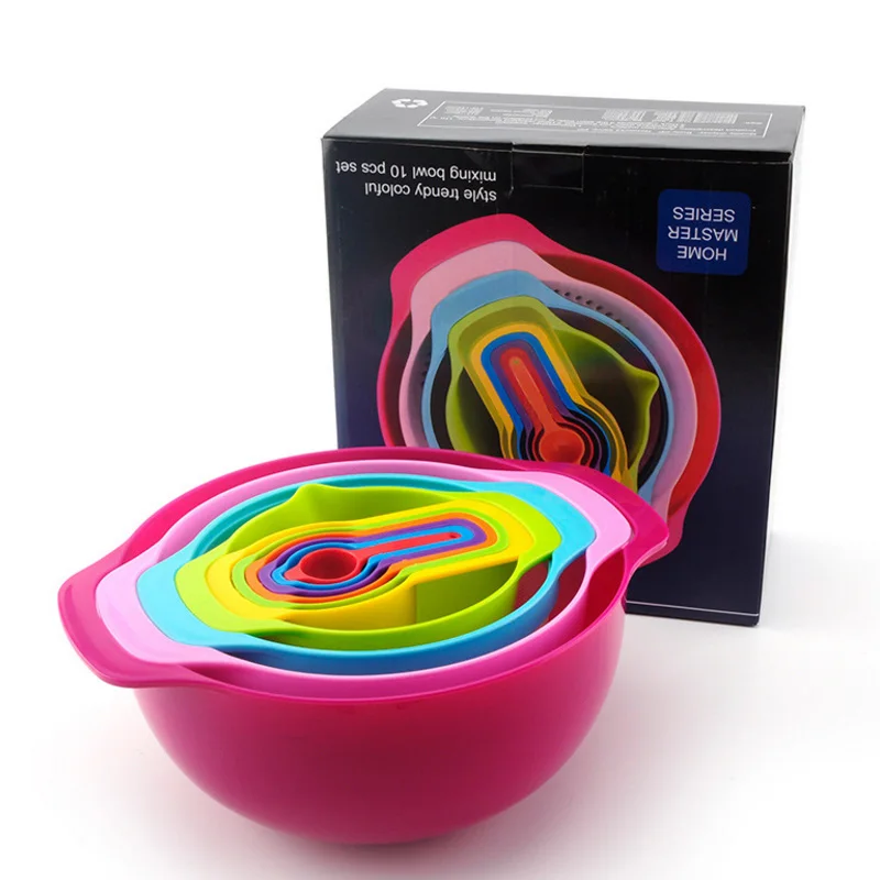 

10 Pcs Creative Rainbow Measuring Bowl Plastic Measuring Cup Artificial Spoon Set