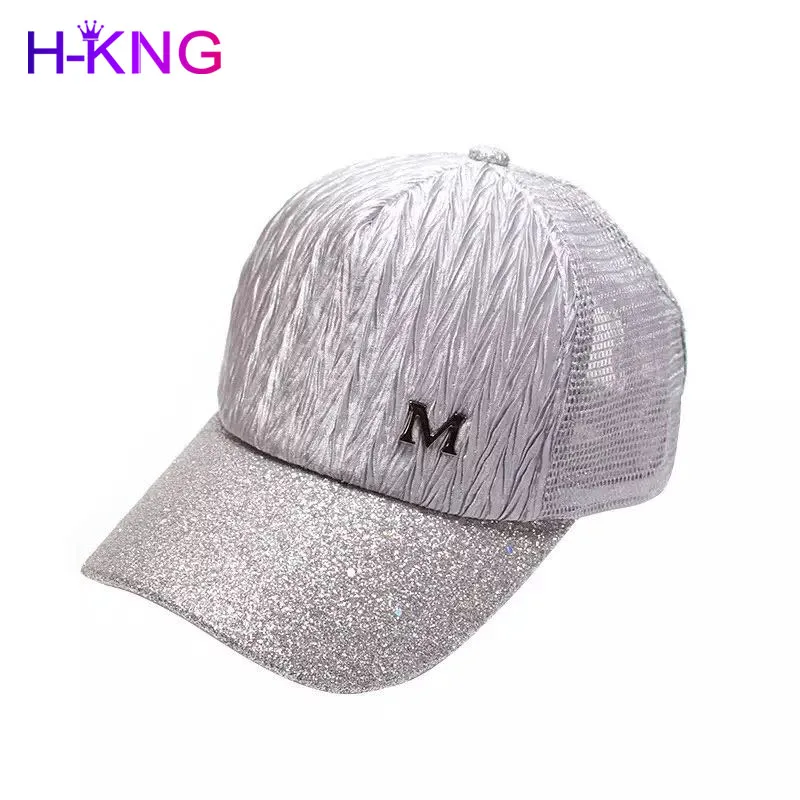 

Женская бейсбольная кепка H-KING New2021, розовая Регулируемая Кепка с буквой M для занятий спортом на открытом воздухе, летняя кепка с черной остр...