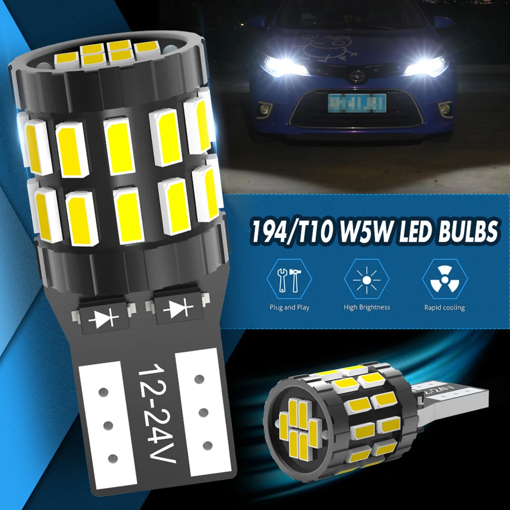 

10x T10 W5W LED Car Canbus Bulbs 168 194 Car Parking Lights For Alfa Romeo 159 147 156 Giulietta Peugeot 307 Seat Leon 2 MK3 FR+