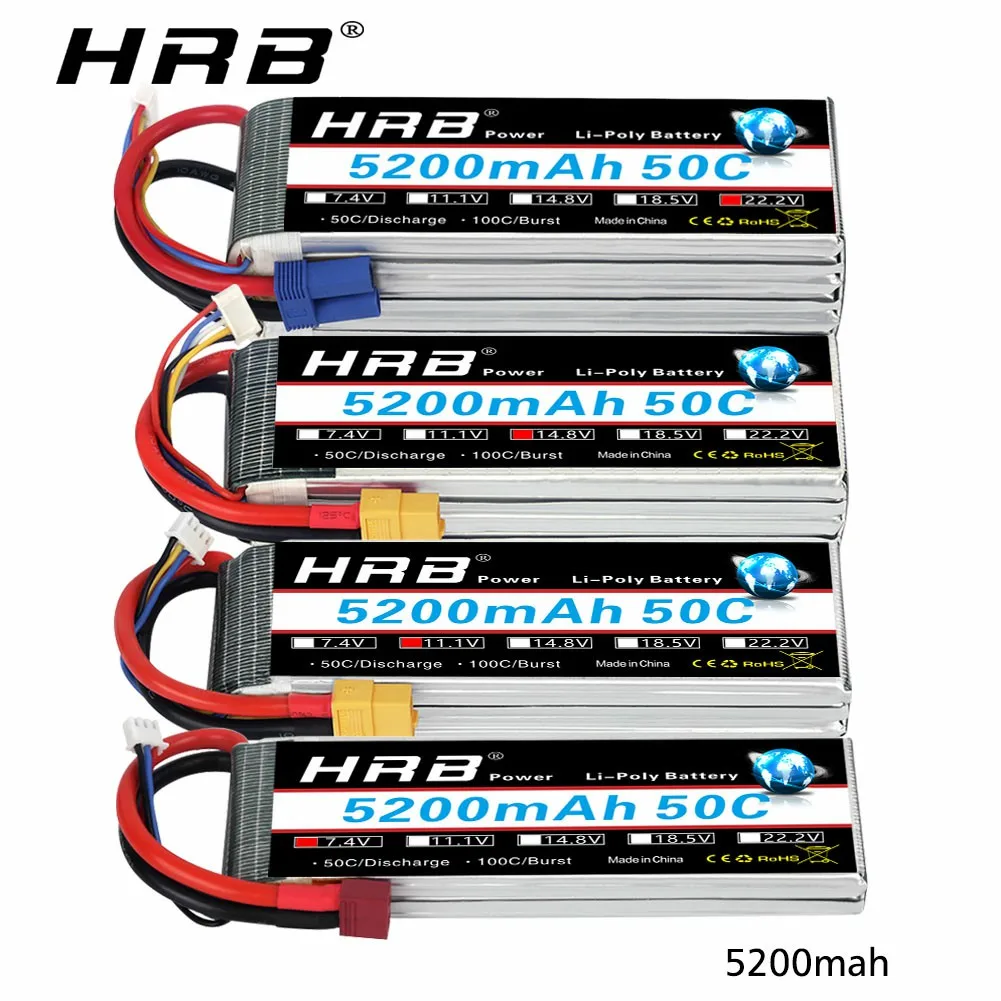 Аккумулятор HRB Lipo 2S 5200mah 3s 4s 11 1 v 14 8 RC Battery 50C с разъемом XT60 для радиоуправляемого