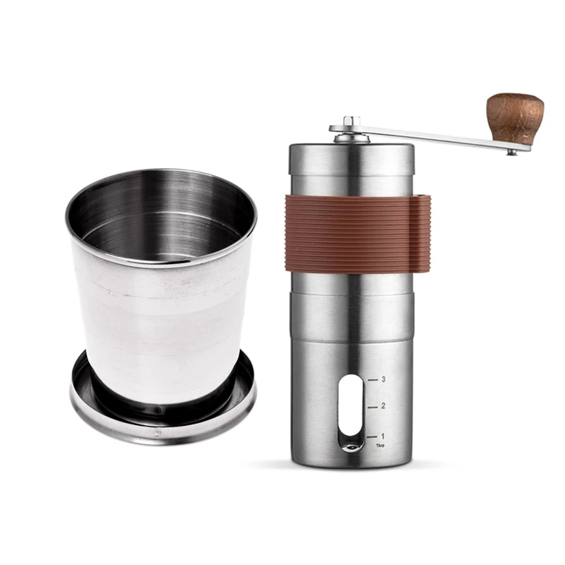 Offerte Tazza Pieghevole Tazza Telescopica Tazza Retrattile Portachiavi Da 240ML E Macinacaffè Manuale, Macinacaffè Manuale