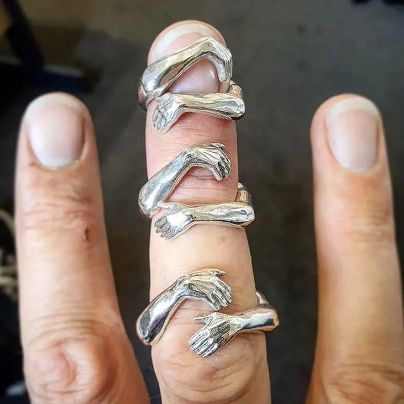 Любовь фигуру ручной стекируемые кольца для мужчин и женщин Регулируемая